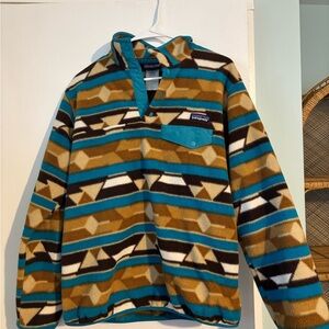 Patagonia Patterned Fleece Jacket - Blue, Brown, Black